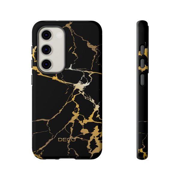 Black & Gold Marble Tough Phone Case