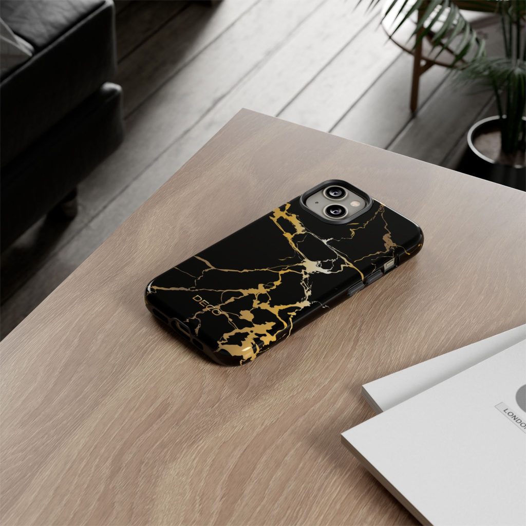Black & Gold Marble Tough Phone Case