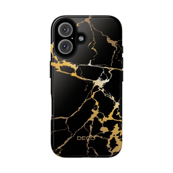 Black & Gold Marble Tough Phone Case