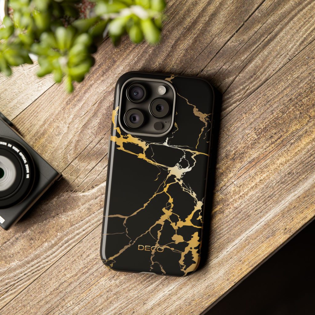 Black & Gold Marble Tough Phone Case