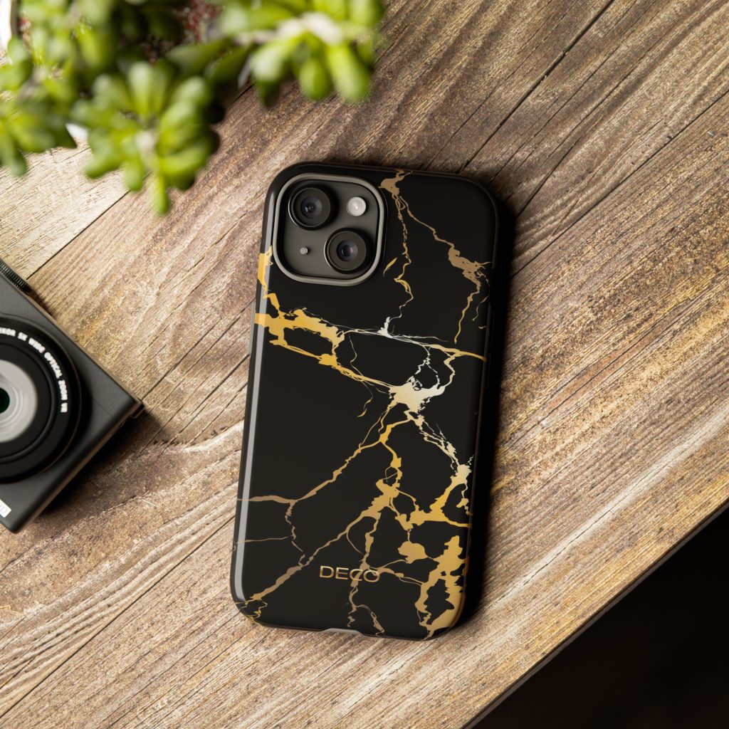 Black & Gold Marble Tough Phone Case