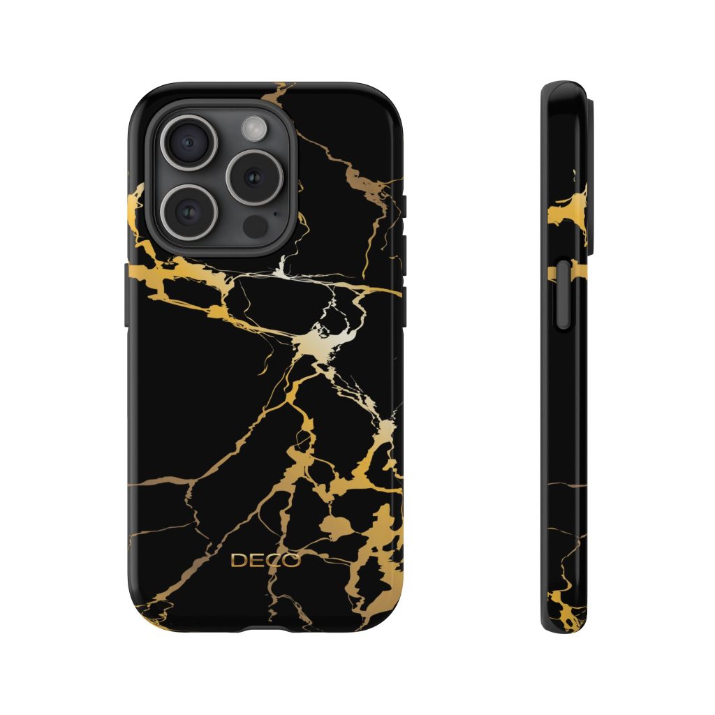 Black & Gold Marble Tough Phone Case