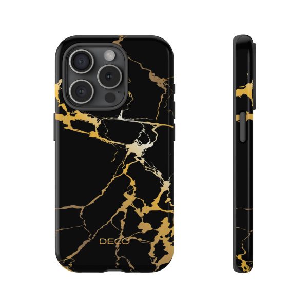 Black & Gold Marble Tough Phone Case
