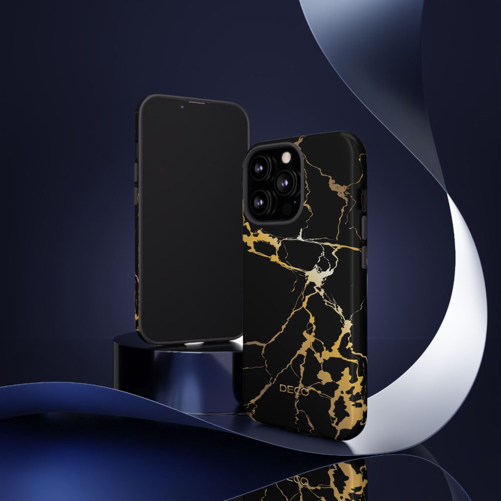 Black & Gold Marble Tough Phone Case