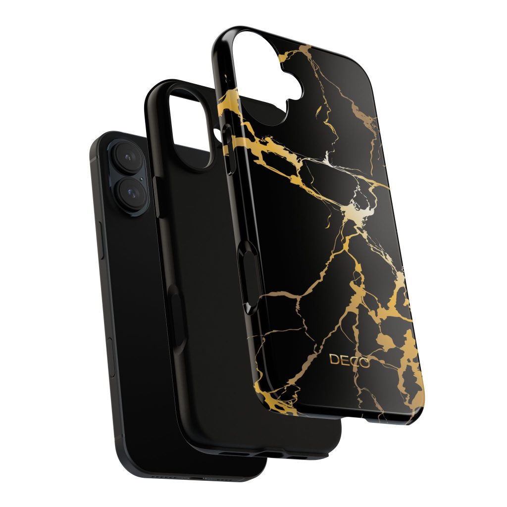 Black & Gold Marble Tough Phone Case