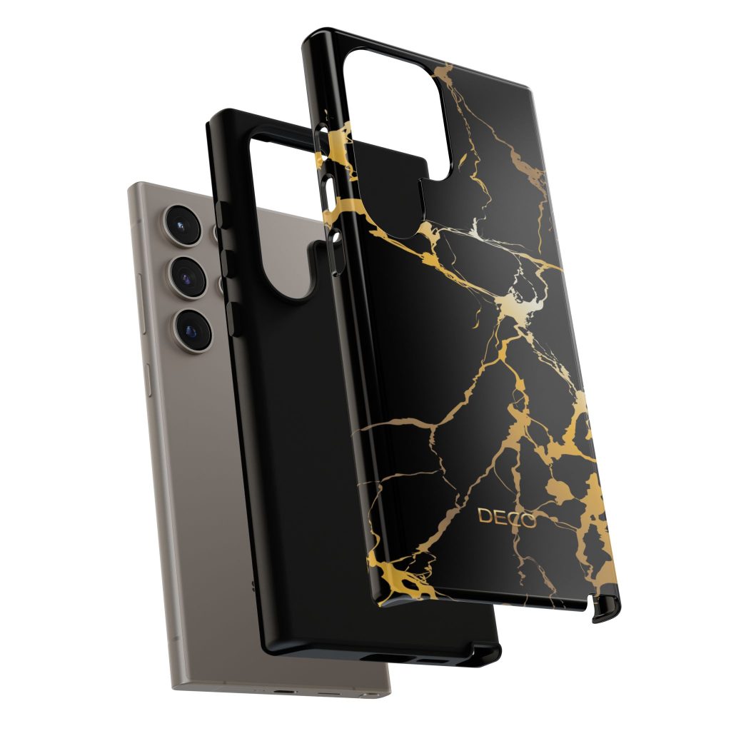 Black & Gold Marble Tough Phone Case