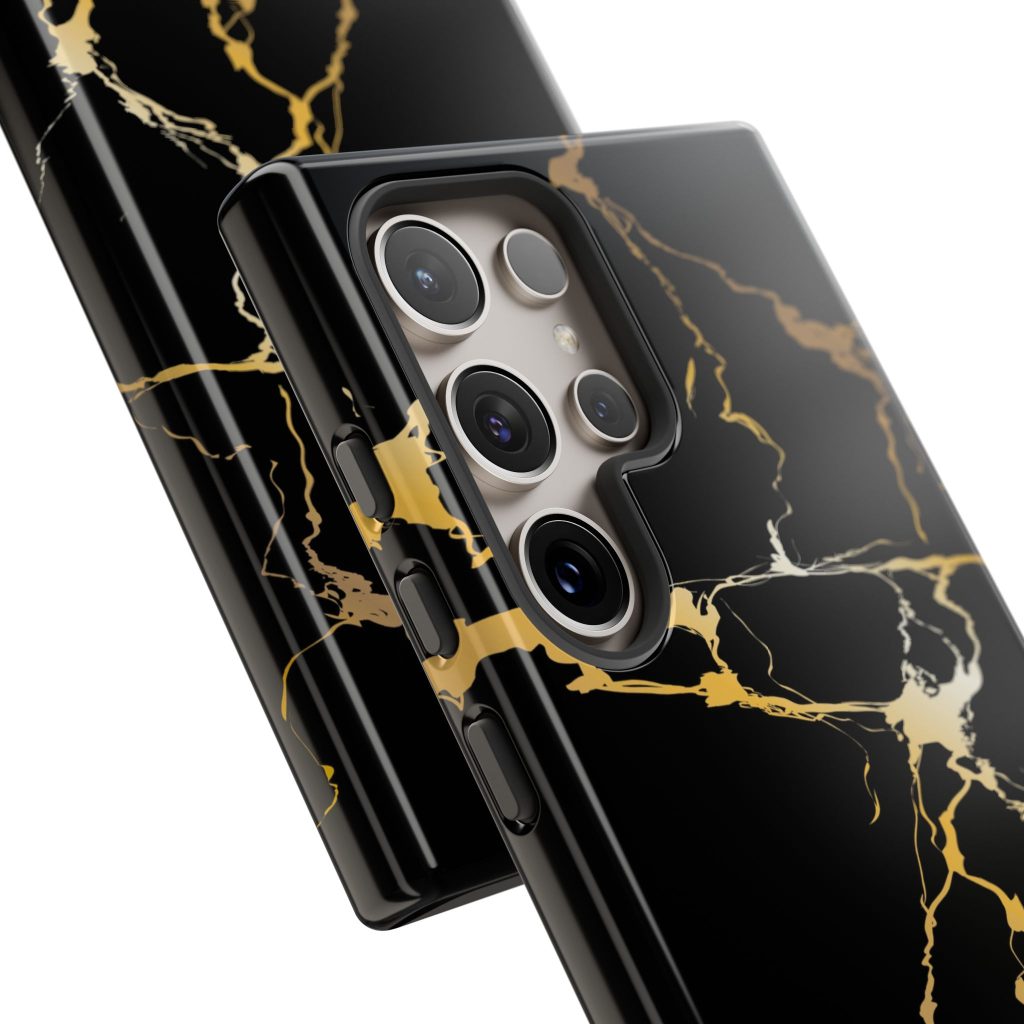 Black & Gold Marble Tough Phone Case