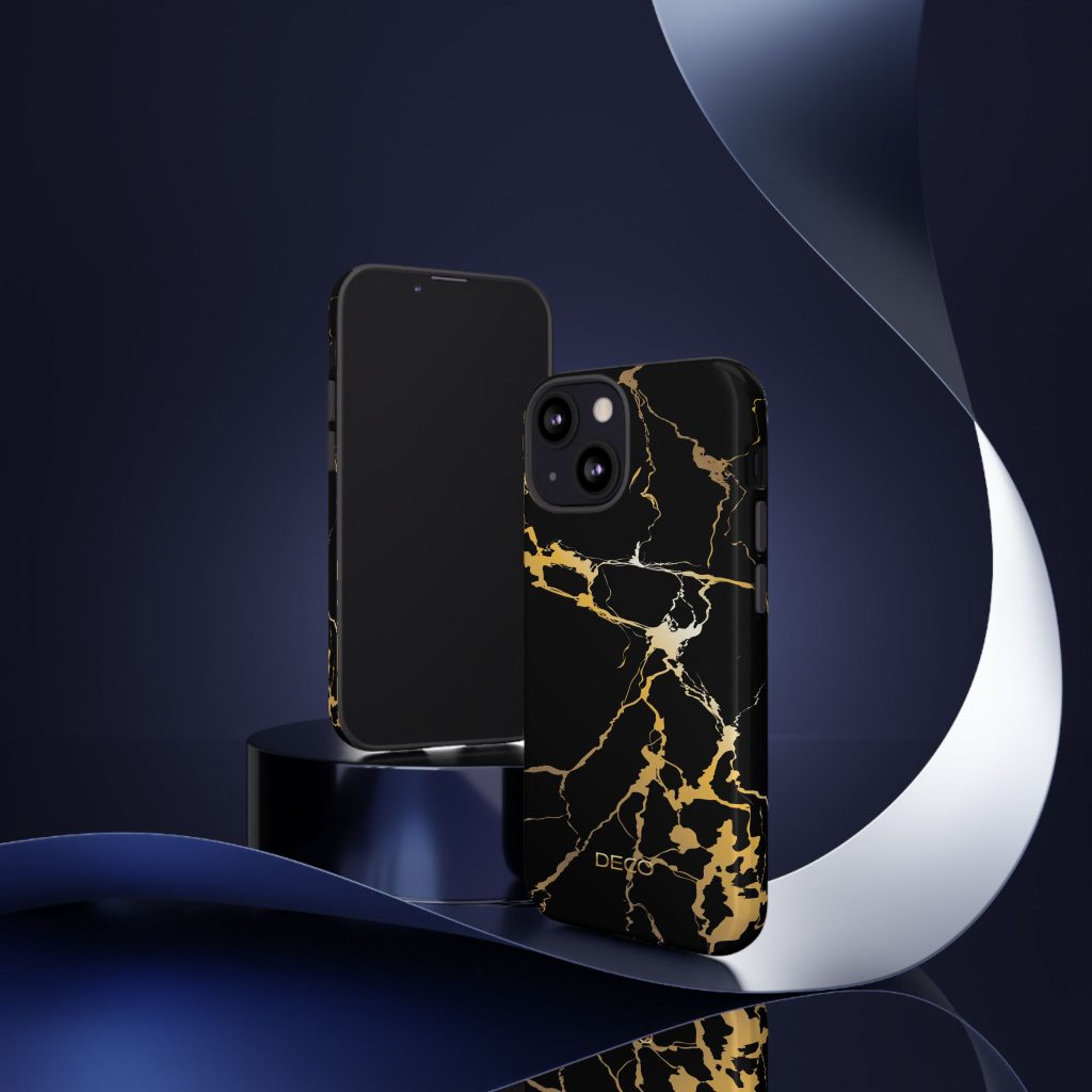 Black & Gold Marble Tough Phone Case