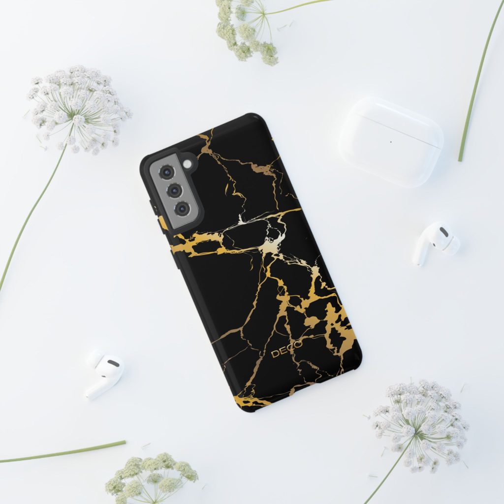 Black & Gold Marble Tough Phone Case