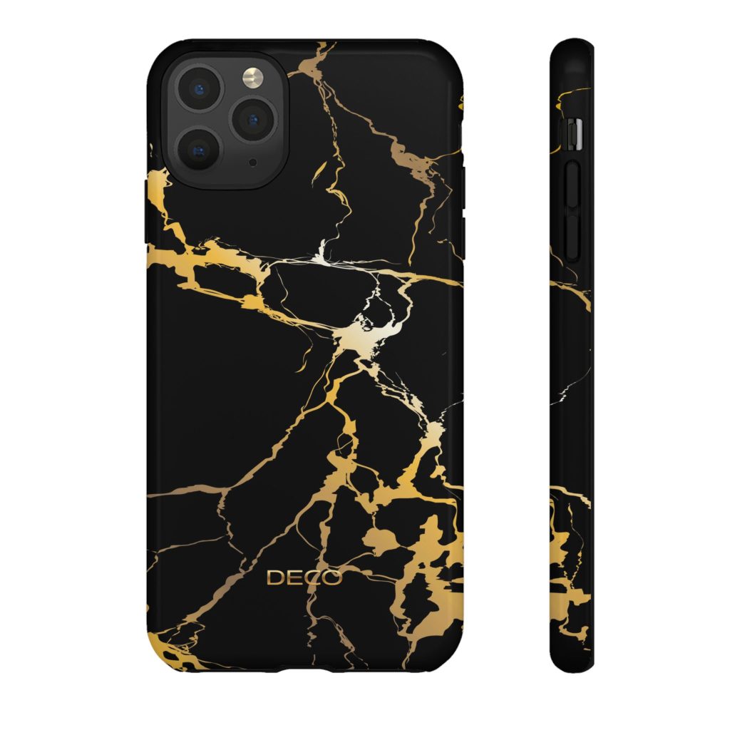 Black & Gold Marble Tough Phone Case