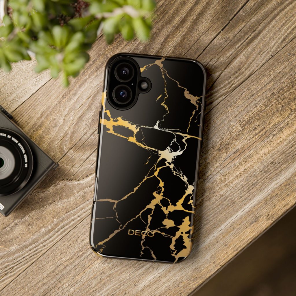 Black & Gold Marble Tough Phone Case
