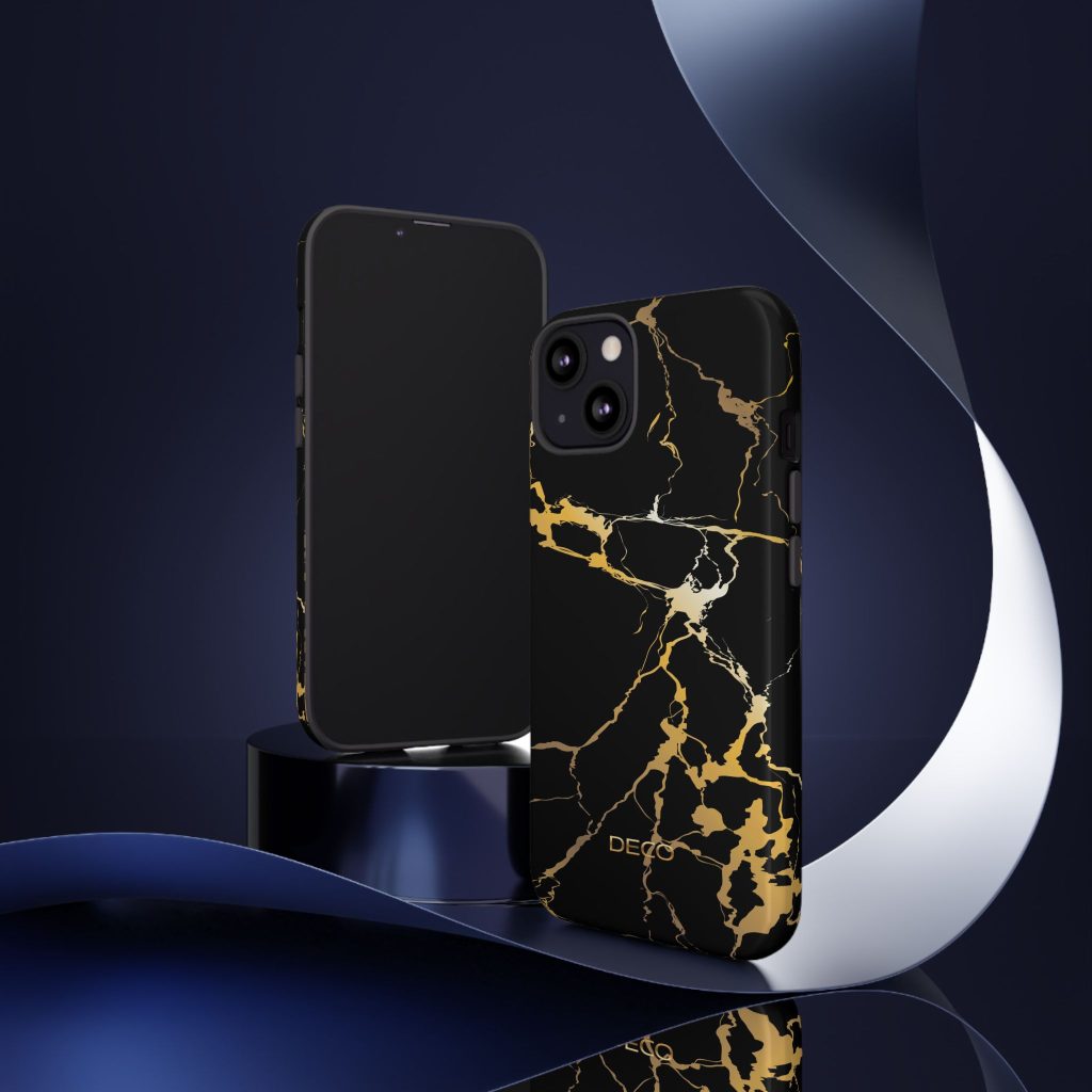 Black & Gold Marble Tough Phone Case