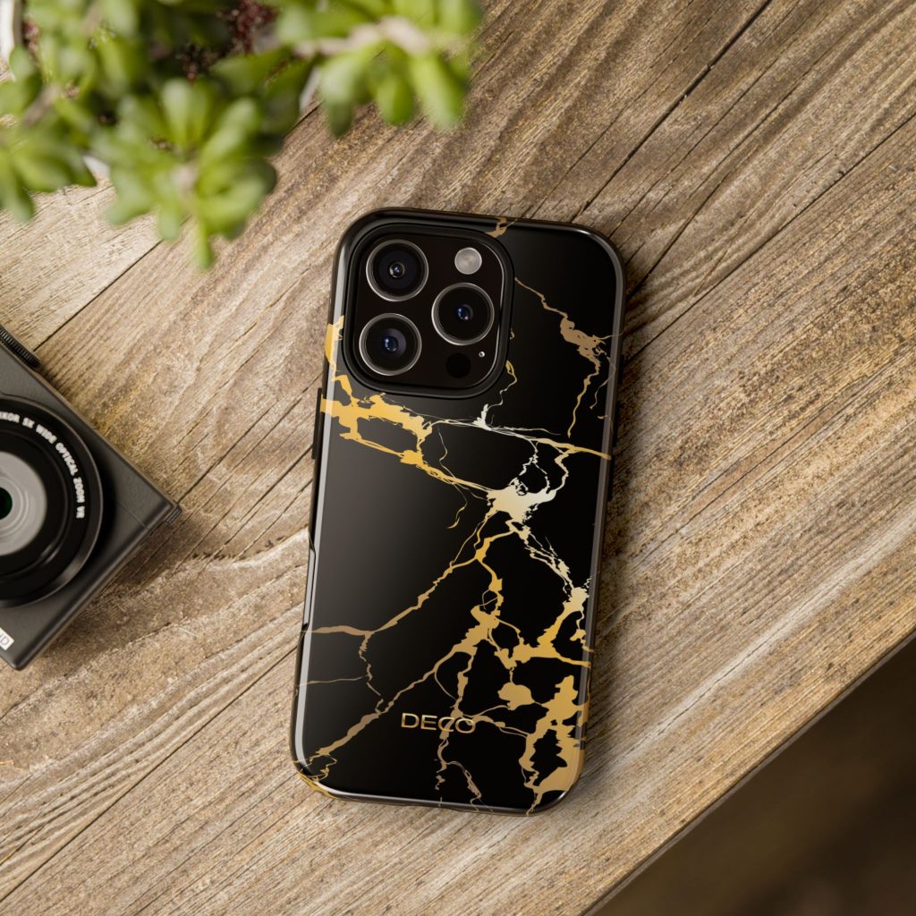 Black & Gold Marble Tough Phone Case