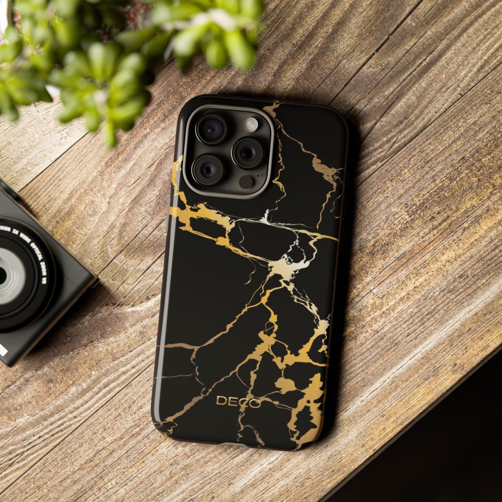 Black & Gold Marble Tough Phone Case
