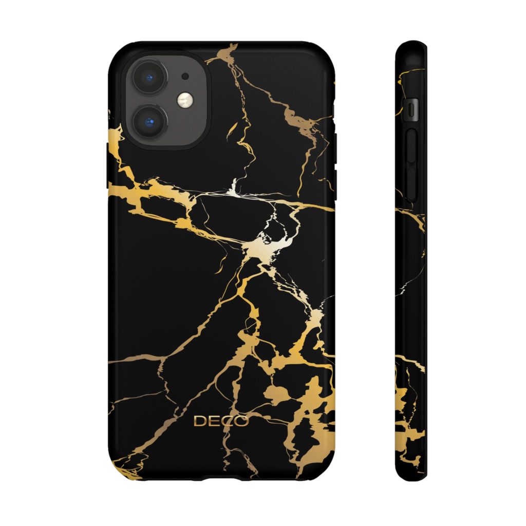 Black & Gold Marble Tough Phone Case