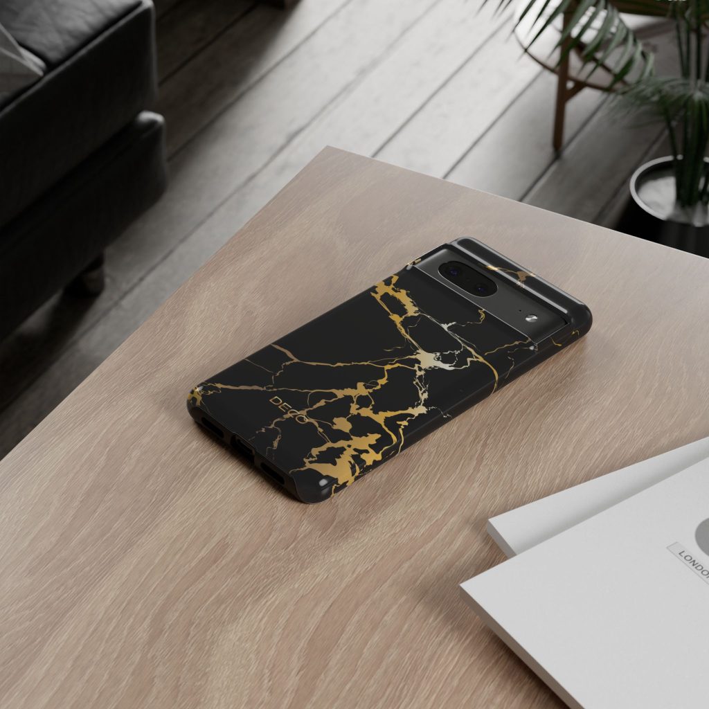 Black & Gold Marble Tough Phone Case