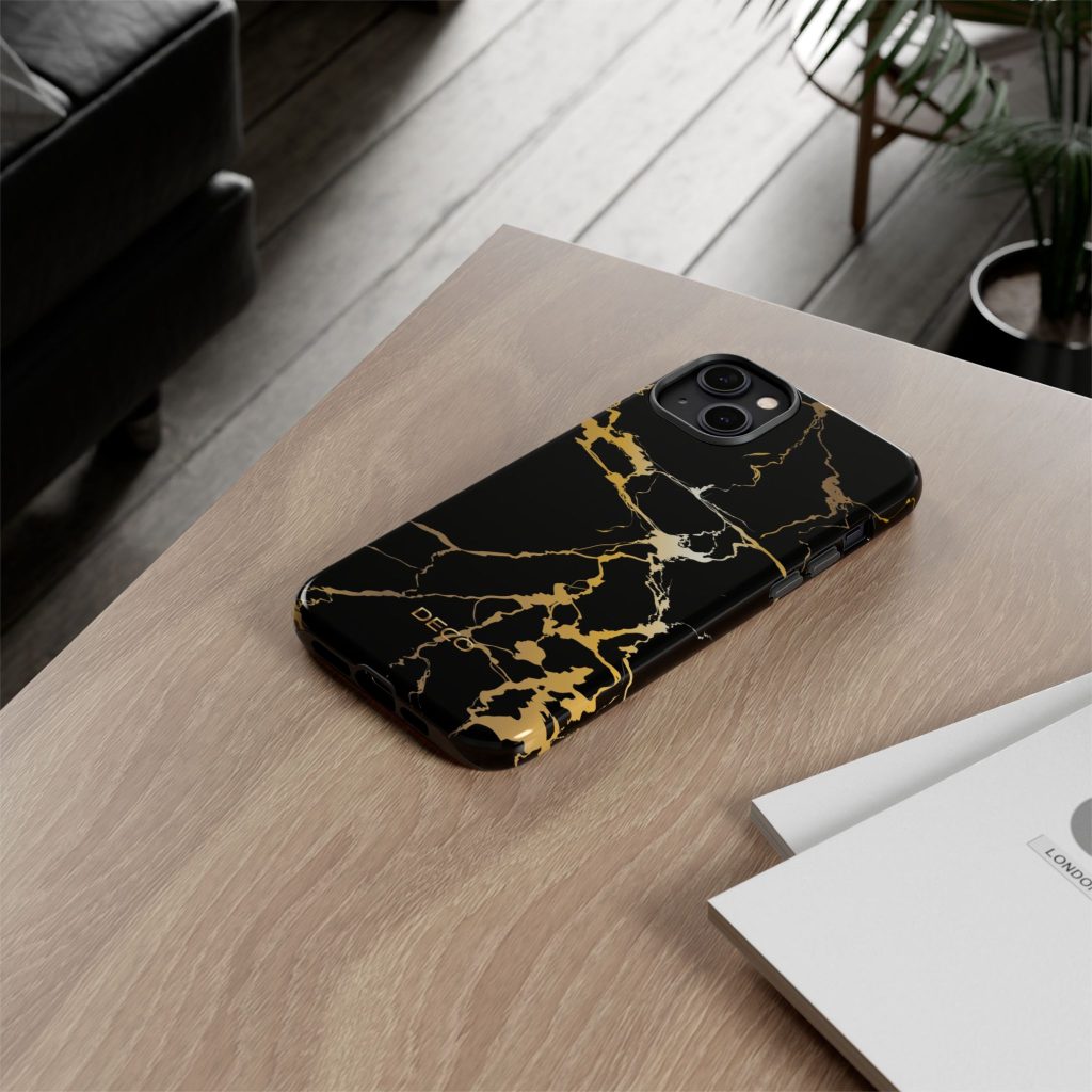 Black & Gold Marble Tough Phone Case