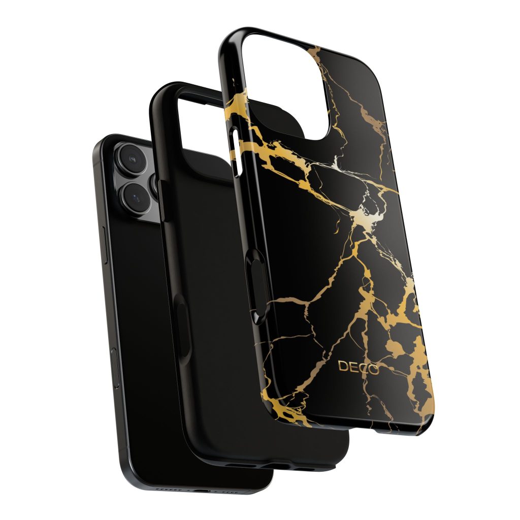 Black & Gold Marble Tough Phone Case