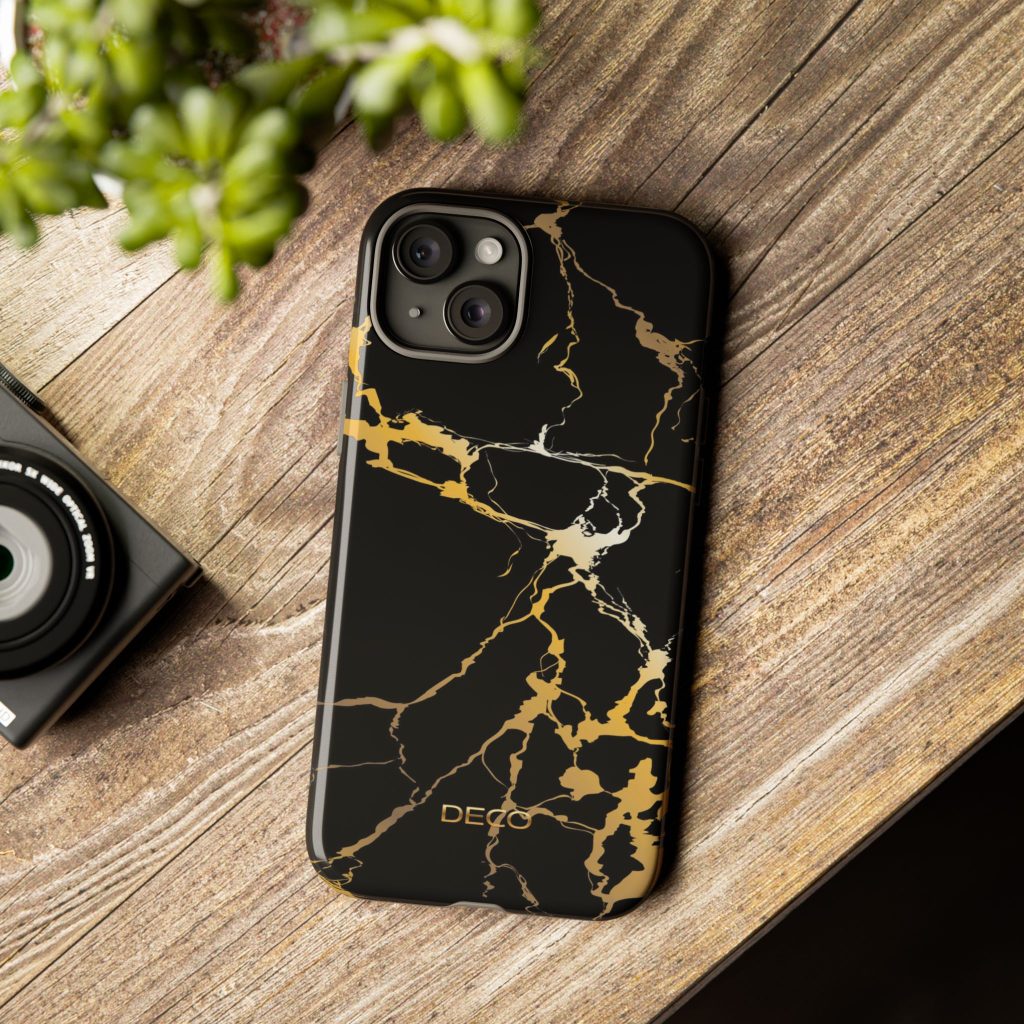 Black & Gold Marble Tough Phone Case