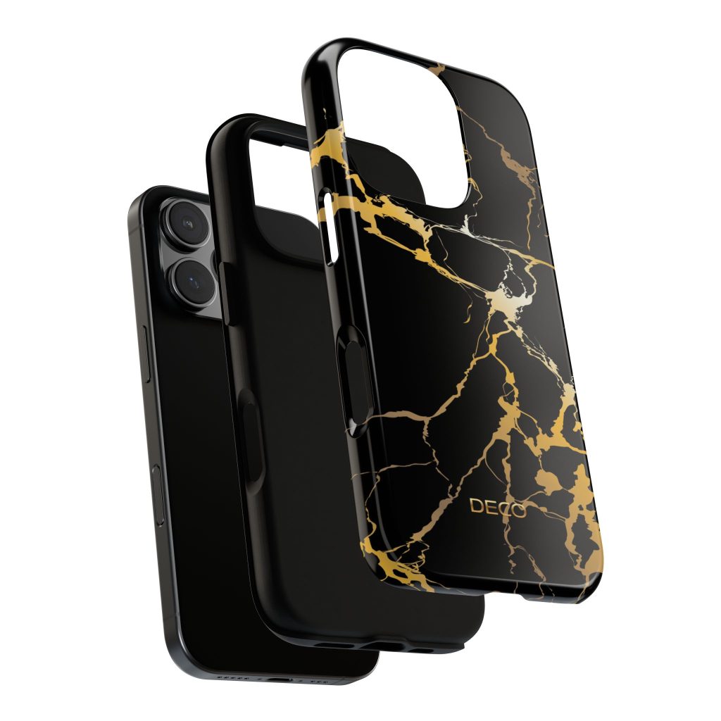 Black & Gold Marble Tough Phone Case