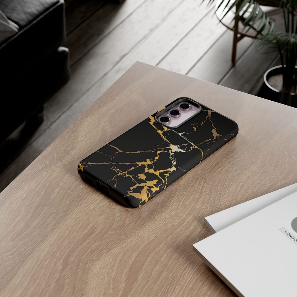 Black & Gold Marble Tough Phone Case