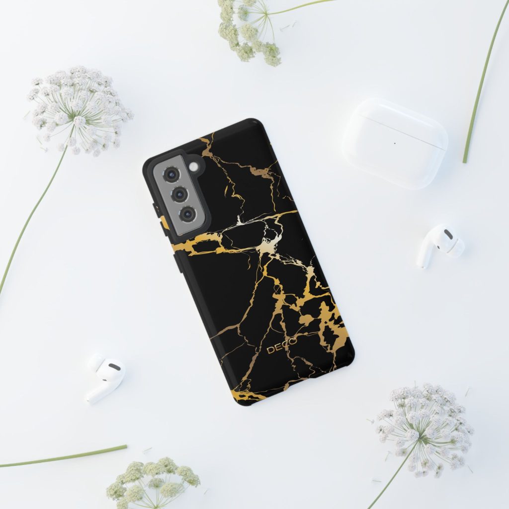 Black & Gold Marble Tough Phone Case