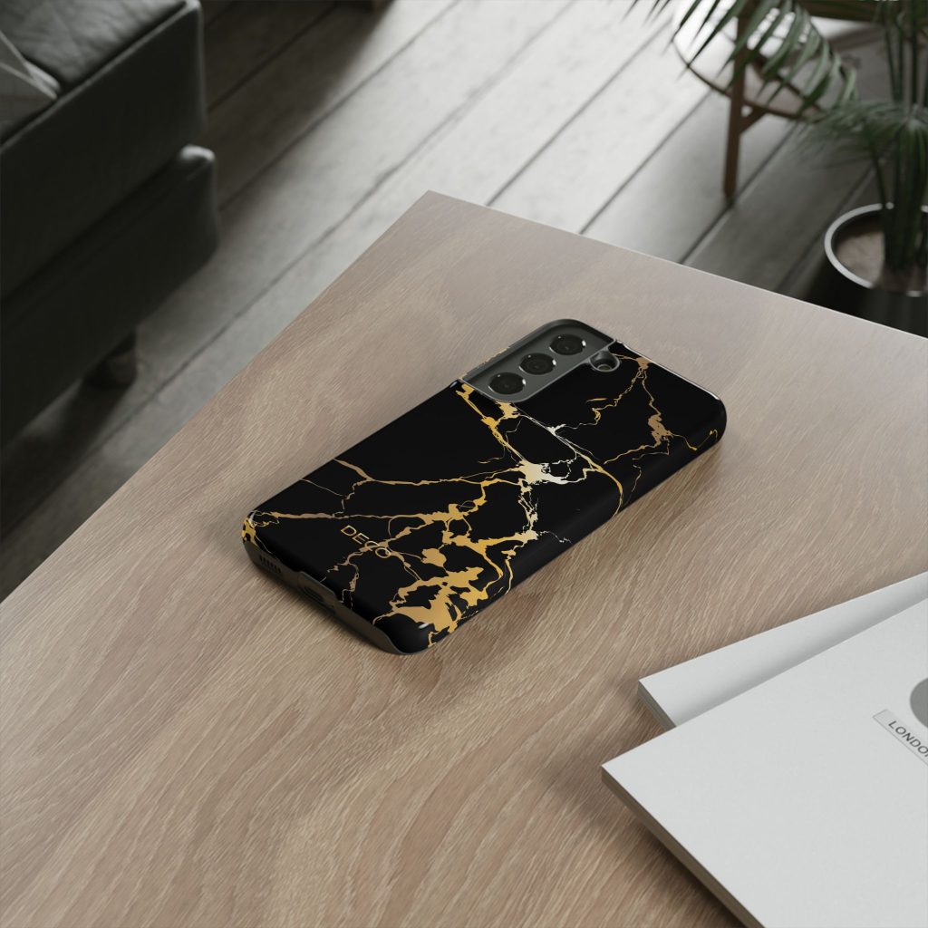 Black & Gold Marble Tough Phone Case