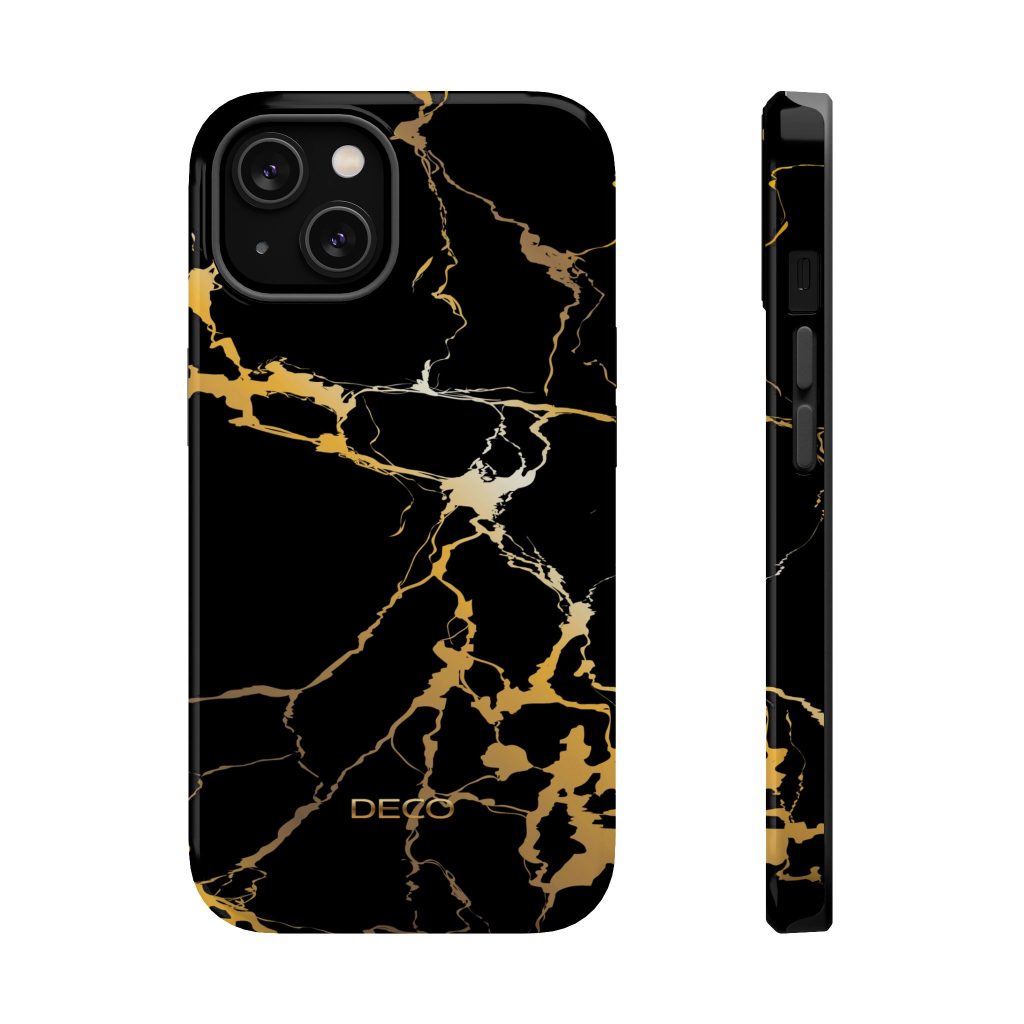 Black & Gold Marble  —  MagSafe Impact-Resistant Phone Case for iPhone and Samsung Galaxy