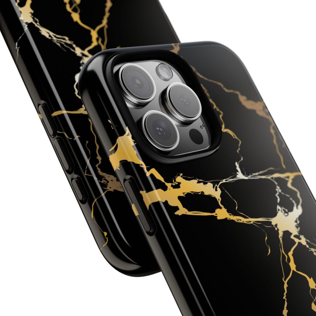 Black & Gold Marble Tough Phone Case