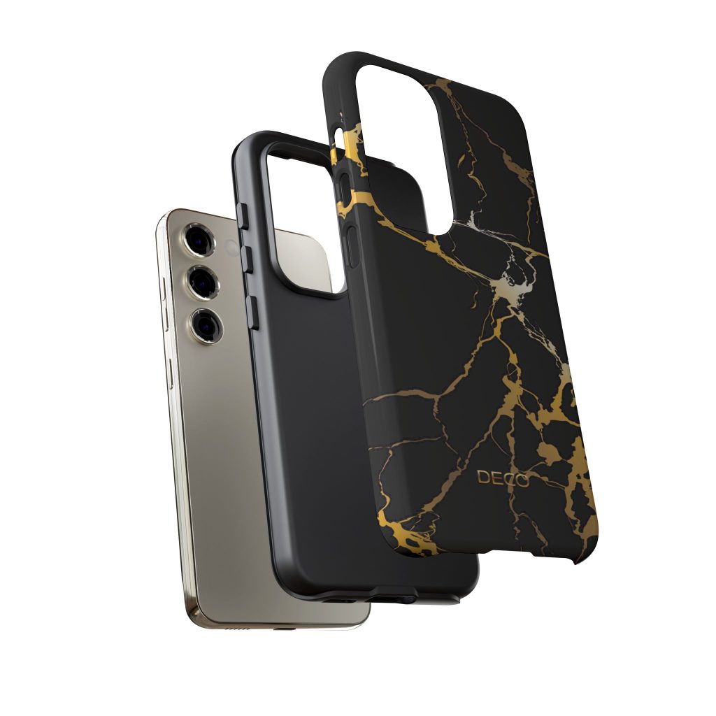 Black & Gold Marble Tough Phone Case