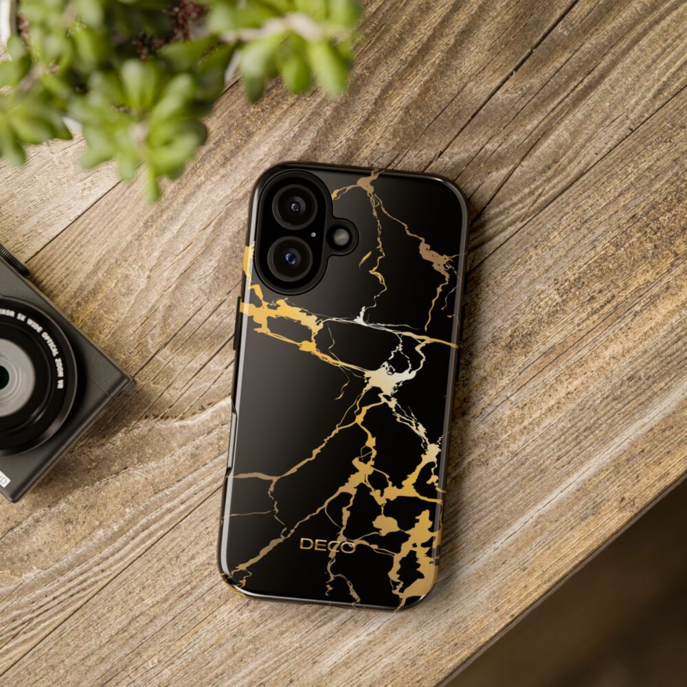 Black & Gold Marble Tough Phone Case