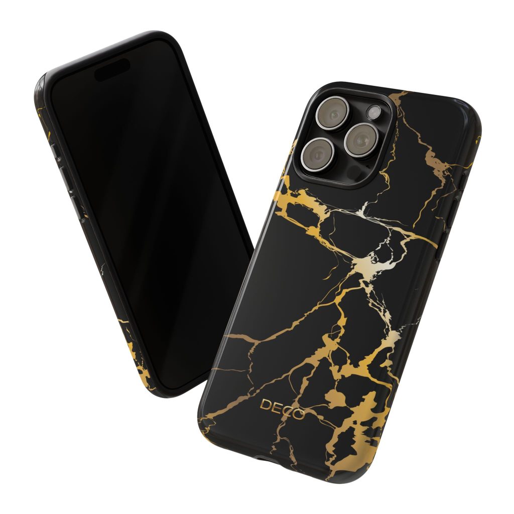 Black & Gold Marble Tough Phone Case