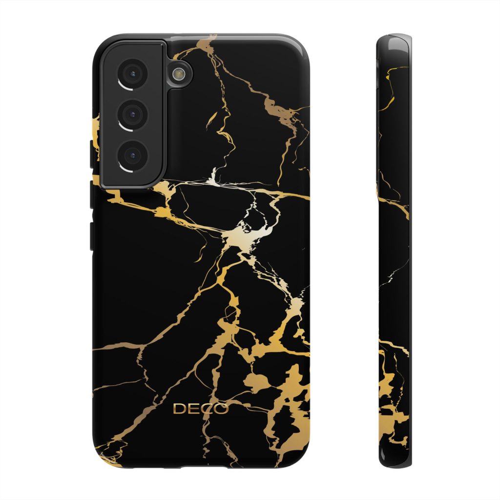 Black & Gold Marble Tough Phone Case
