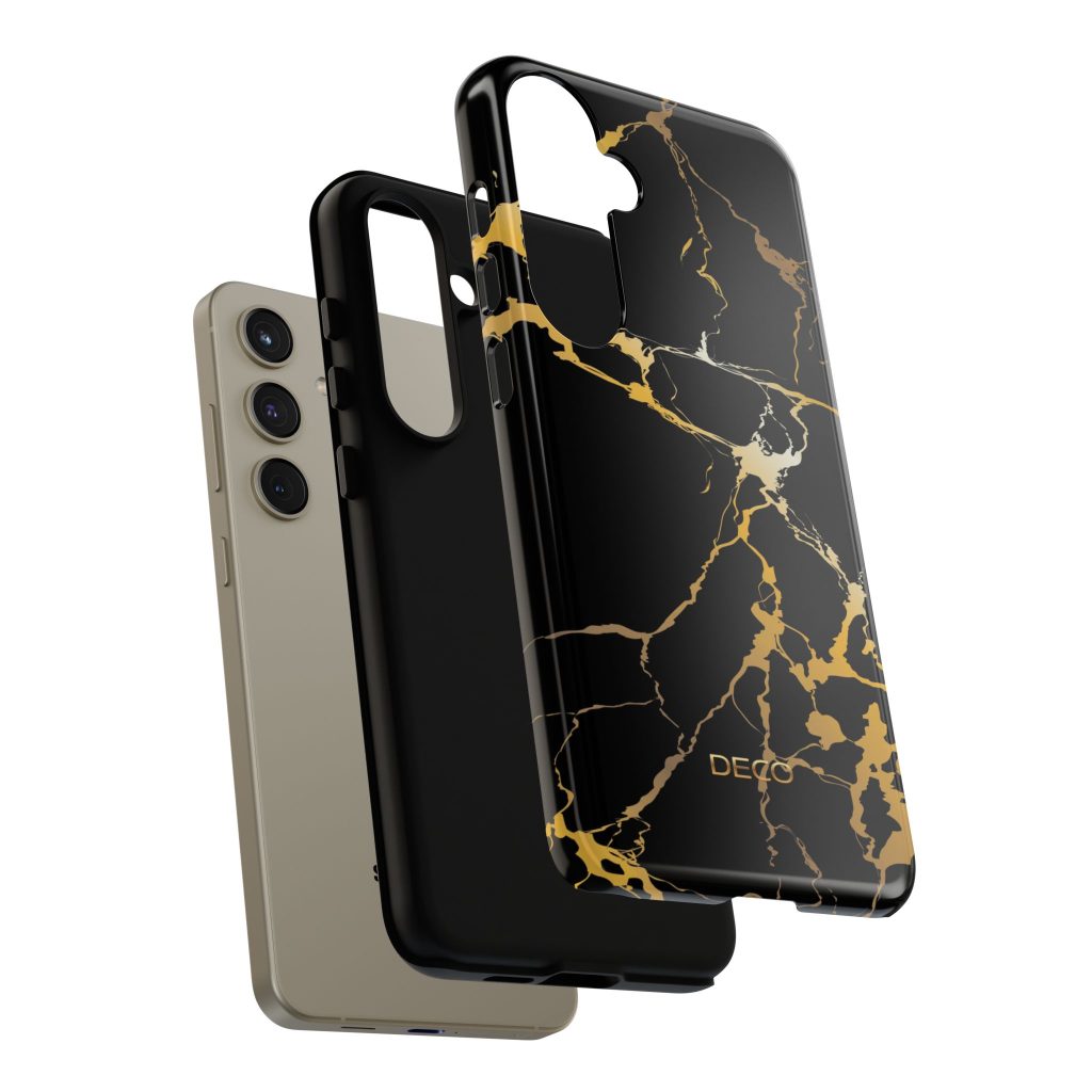 Black & Gold Marble Tough Phone Case