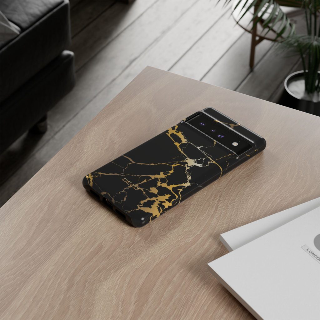 Black & Gold Marble Tough Phone Case