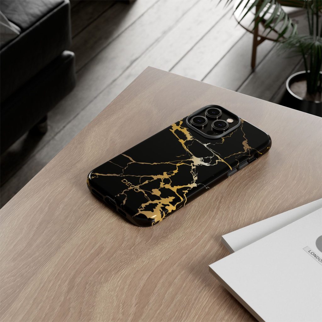 Black & Gold Marble Tough Phone Case
