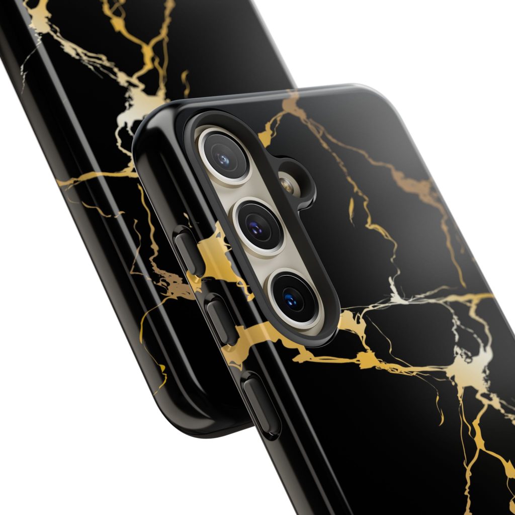 Black & Gold Marble Tough Phone Case