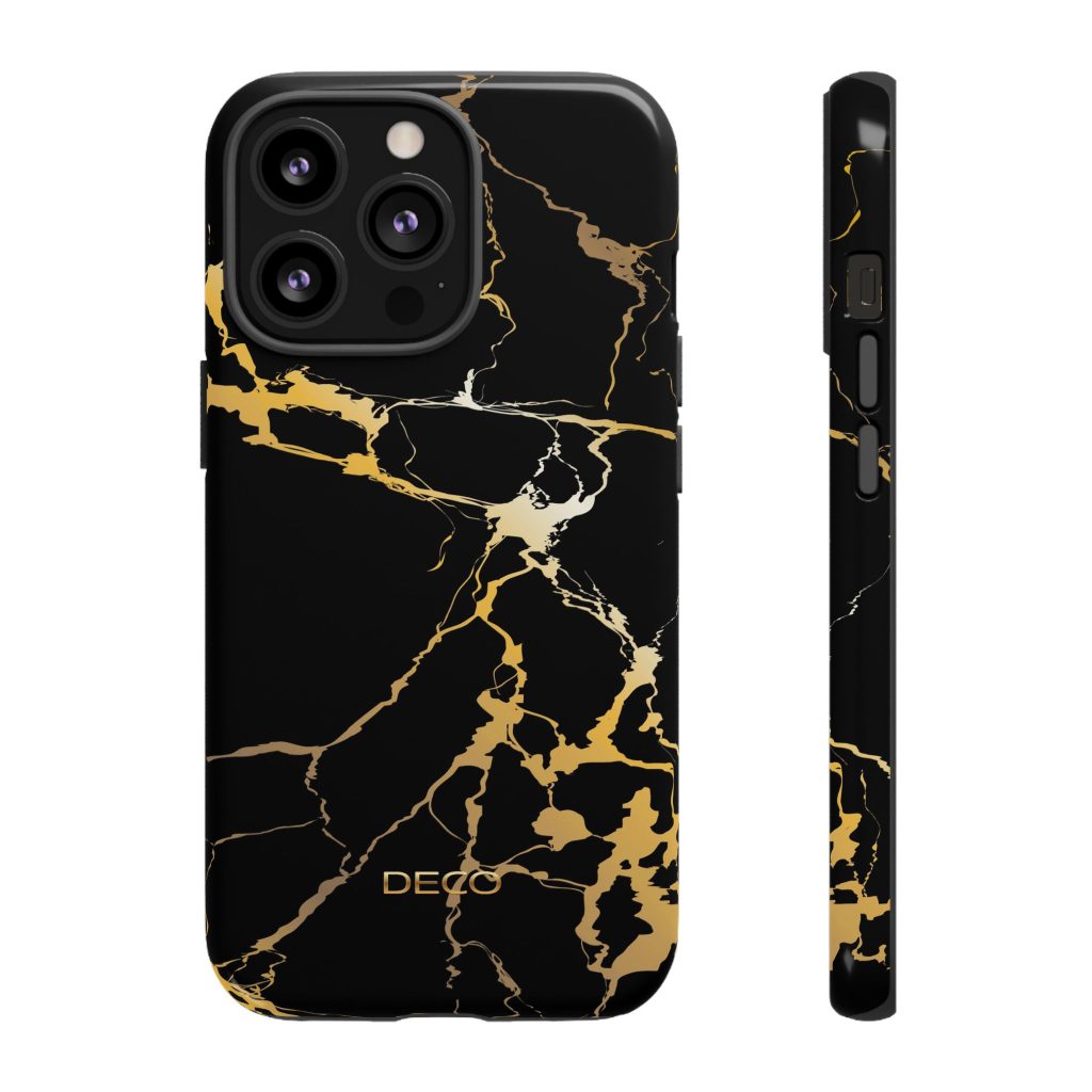 Black & Gold Marble Tough Phone Case