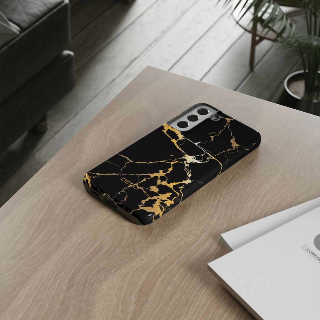 Black & Gold Marble Tough Phone Case