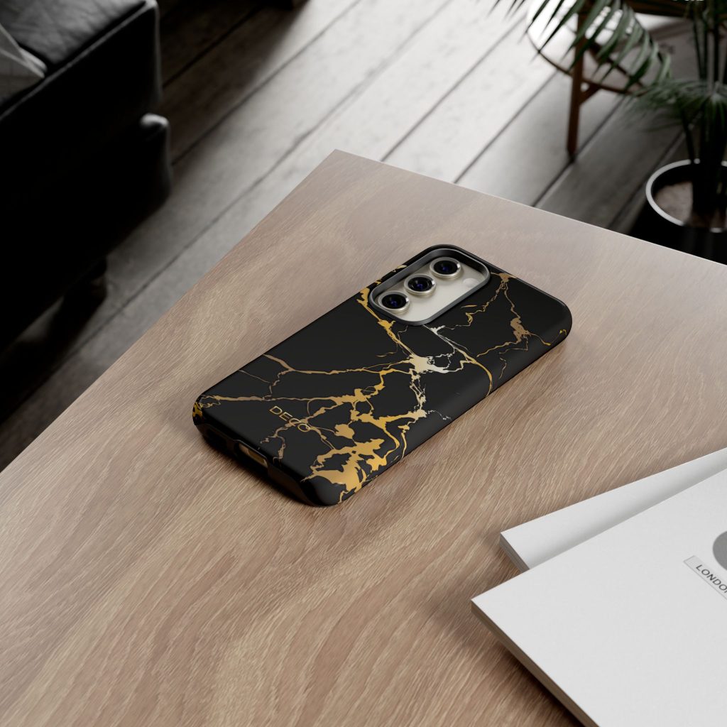 Black & Gold Marble Tough Phone Case