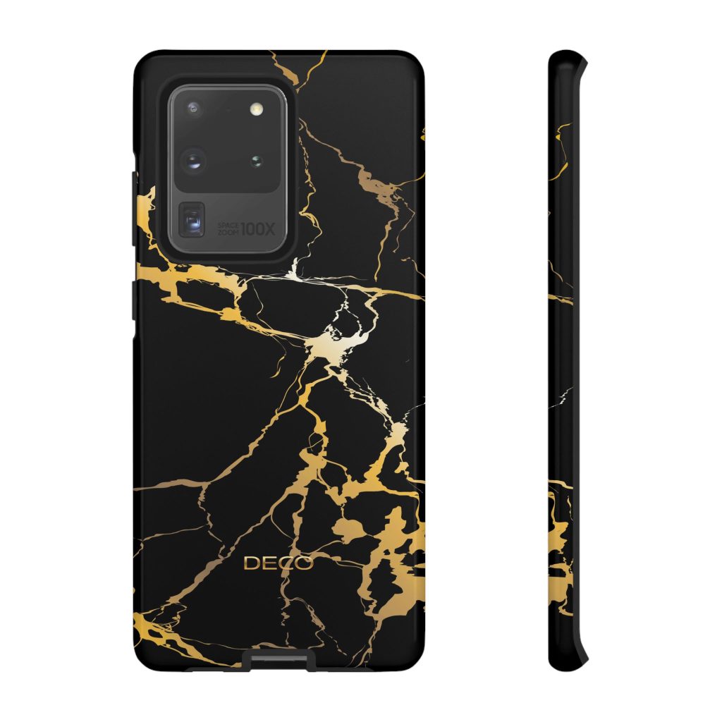 Black & Gold Marble Tough Phone Case