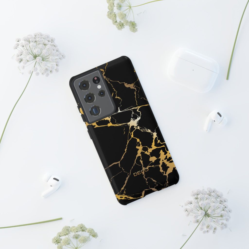 Black & Gold Marble Tough Phone Case