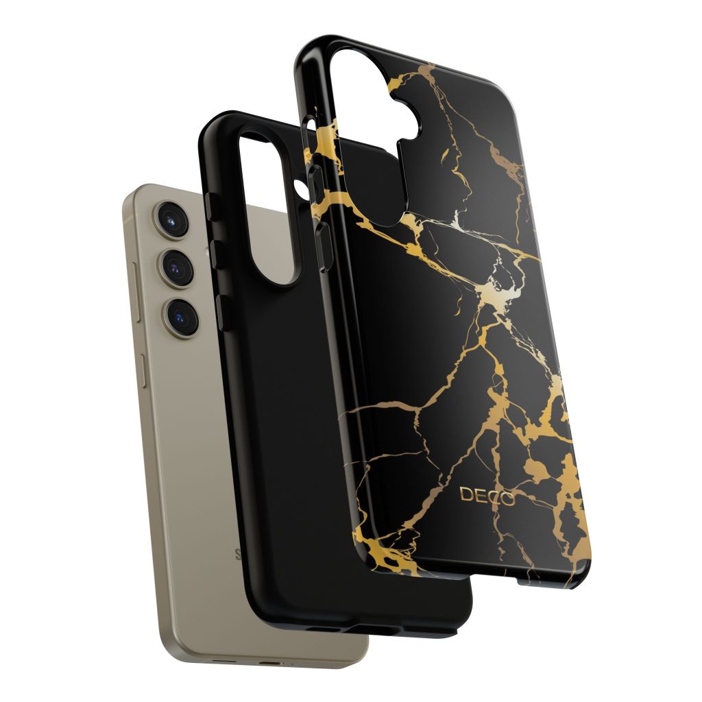Black & Gold Marble Tough Phone Case