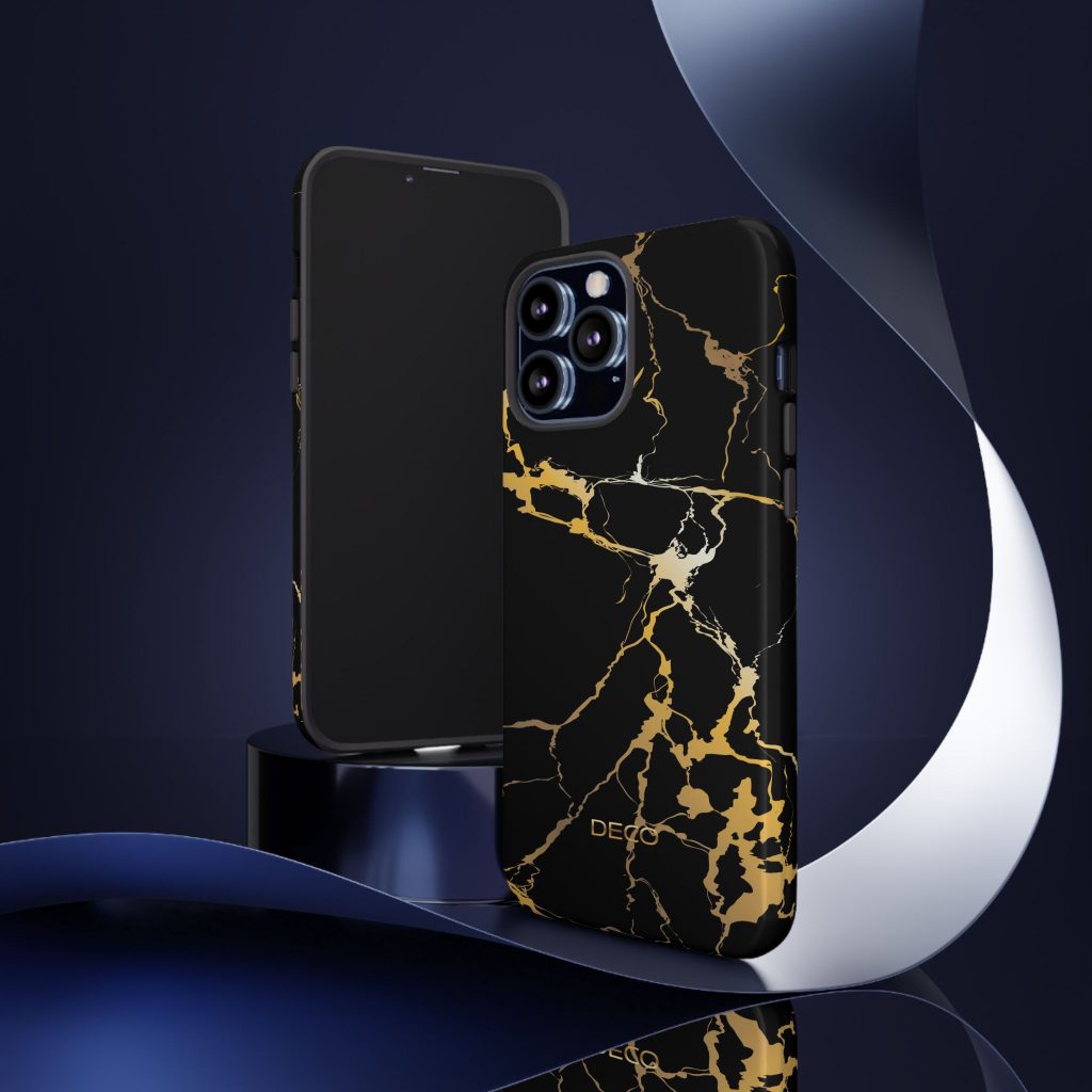 Black & Gold Marble Tough Phone Case