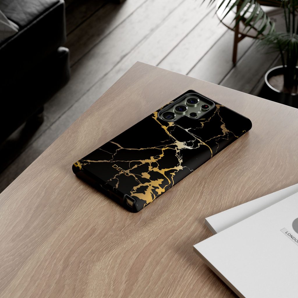 Black & Gold Marble Tough Phone Case