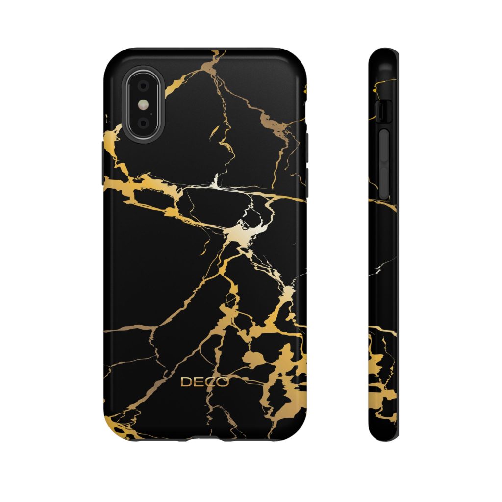 Black & Gold Marble Tough Phone Case