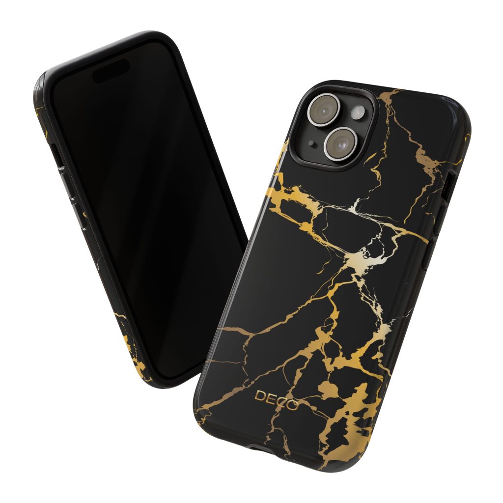 Black & Gold Marble Tough Phone Case