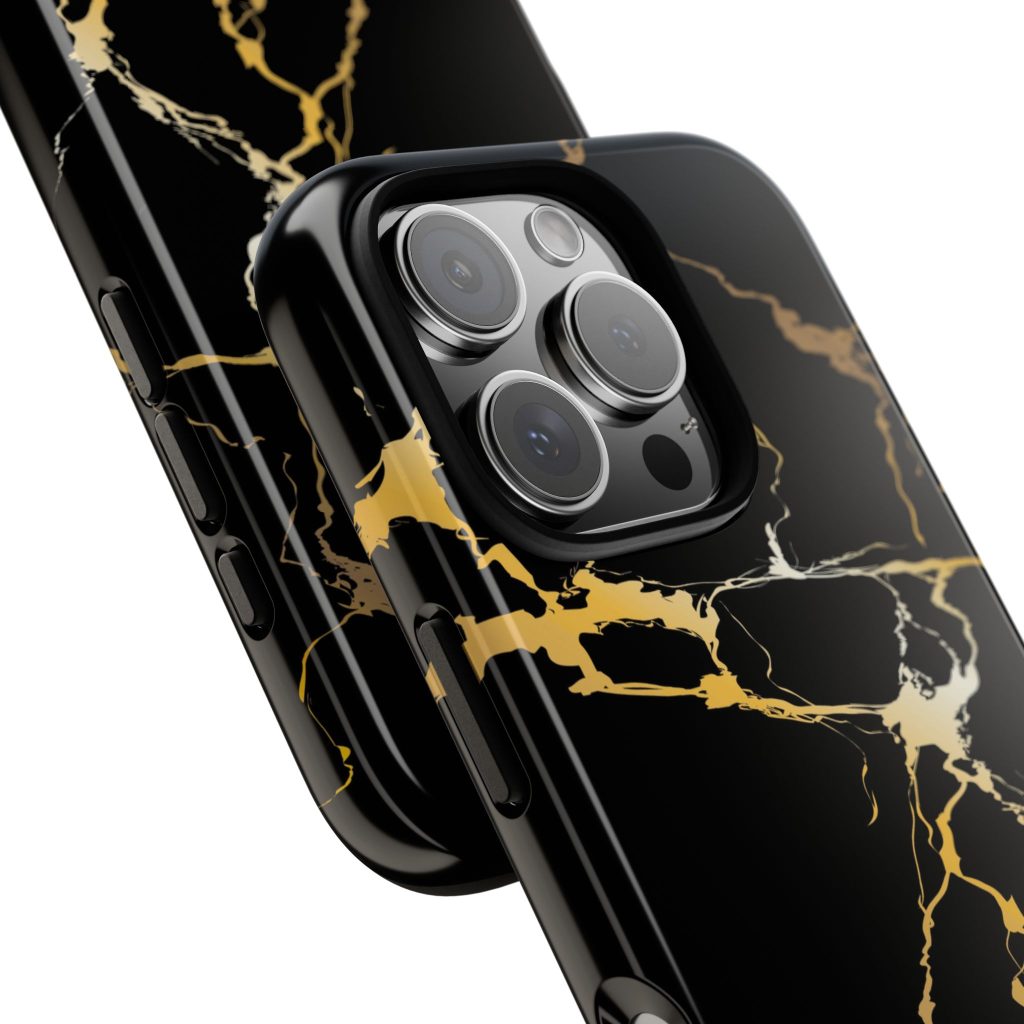 Black & Gold Marble Tough Phone Case