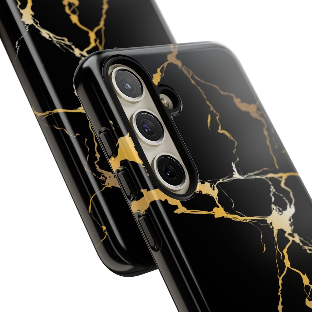 Black & Gold Marble Tough Phone Case