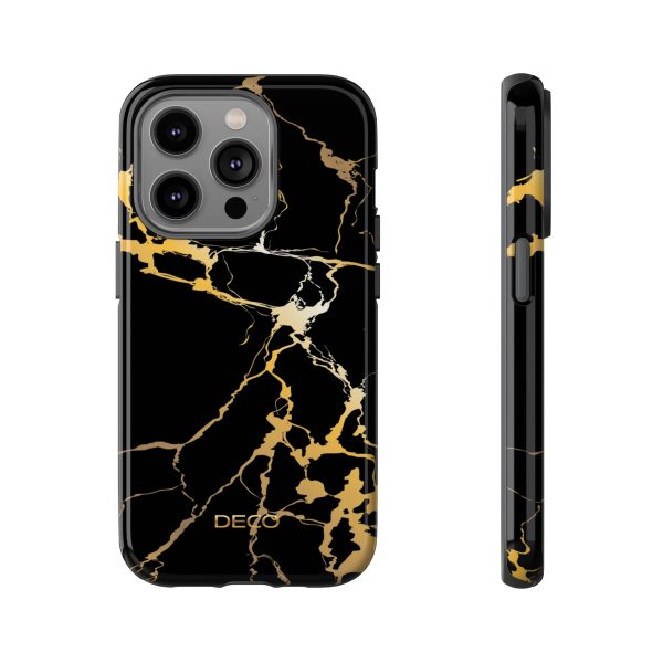 Black & Gold Marble Tough Phone Case
